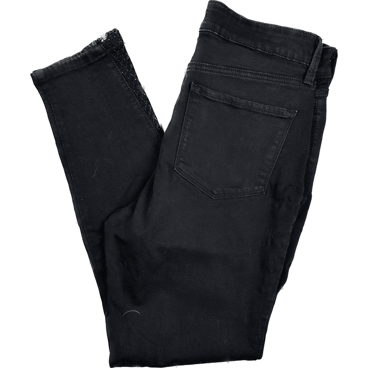 NYDJ Black 'Tummy Tuck' Skinny Crystal TrimJeans -Size US 6 or 10AU - Jean Pool