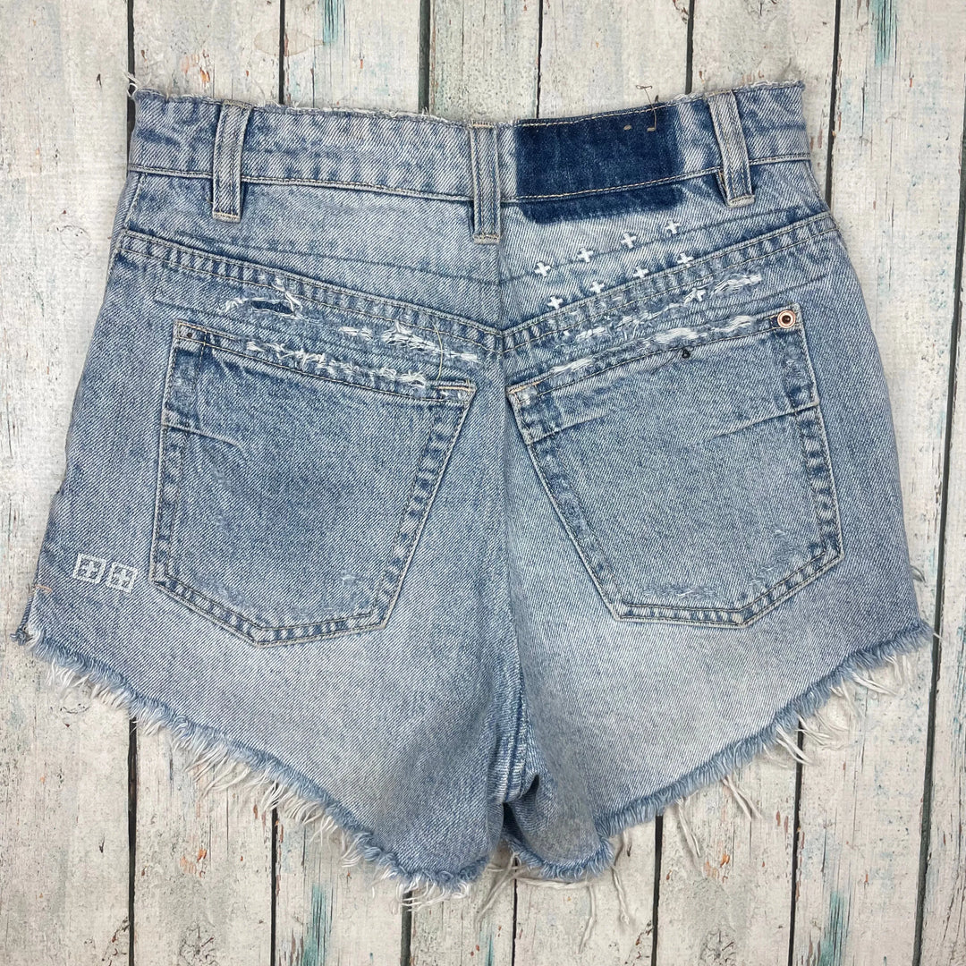 Tsubi 'Boyfriend Ripped Up' Distressed Denim Shorts - Size 23 - Jean Pool