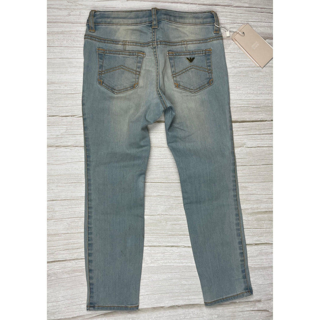 NWT - Armani Junior Girls Heart Button Skinny Jeans - Size 4 - Jean Pool