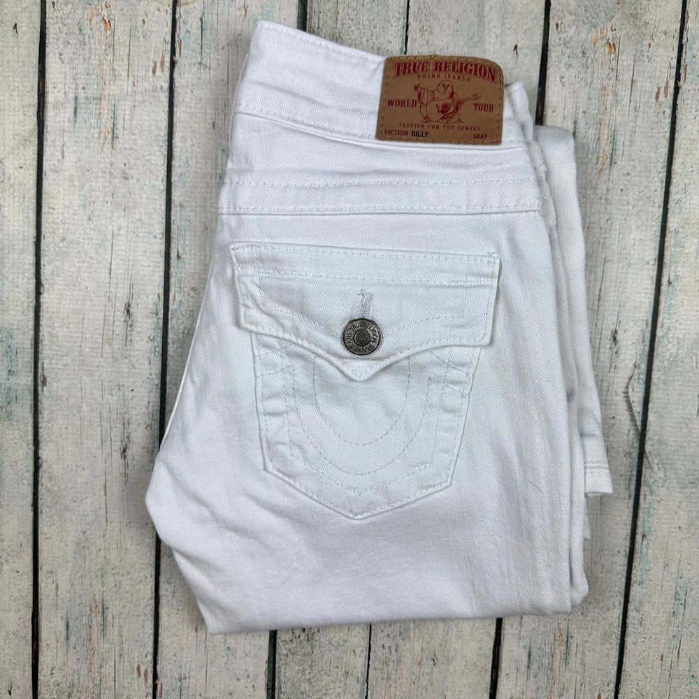 True Religion 'Billy' Straight Low Rise Flap Pocket White Jeans- Size 24 - Jean Pool