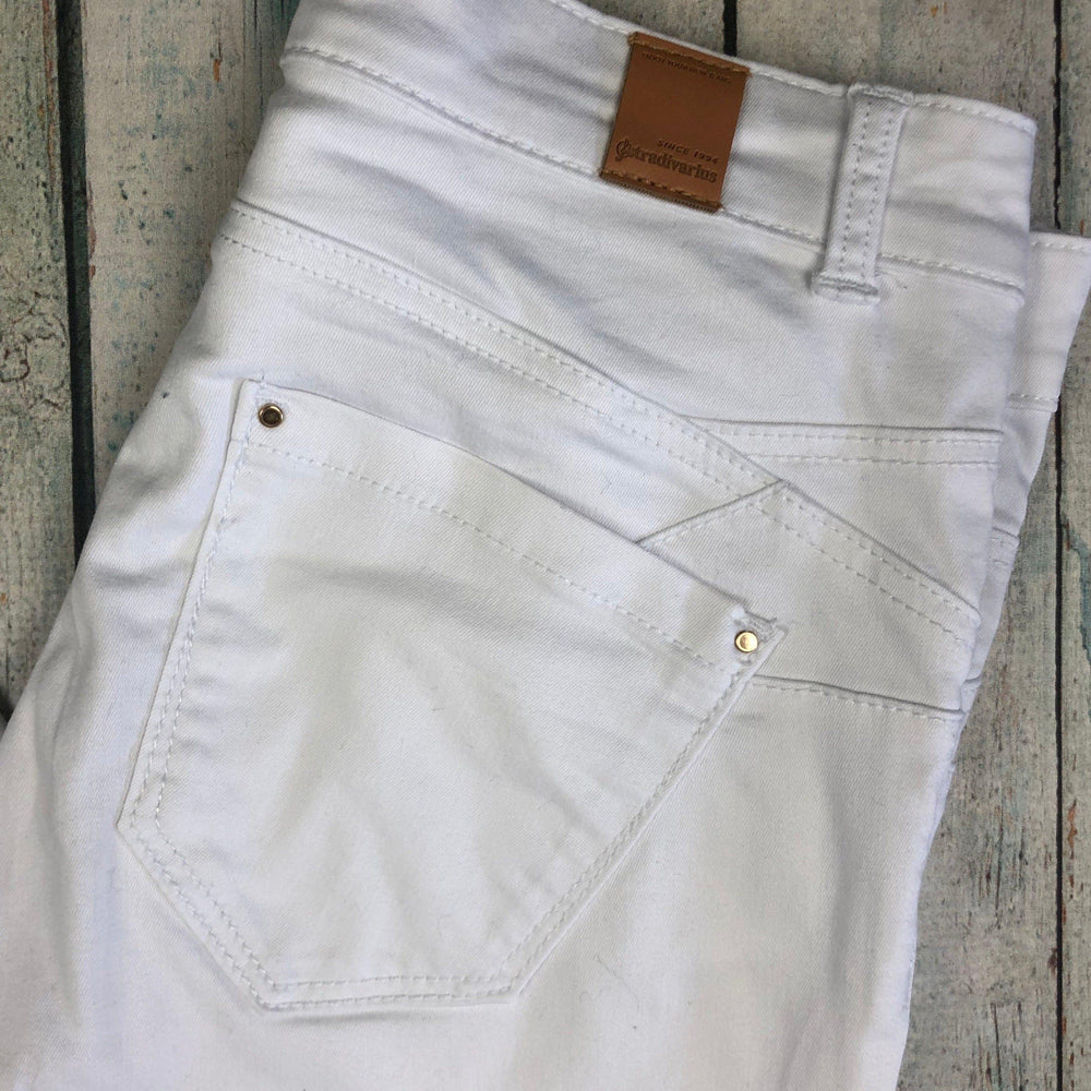 Stradivarius White Stretch Skinny Jeans -Size 8 - Jean Pool