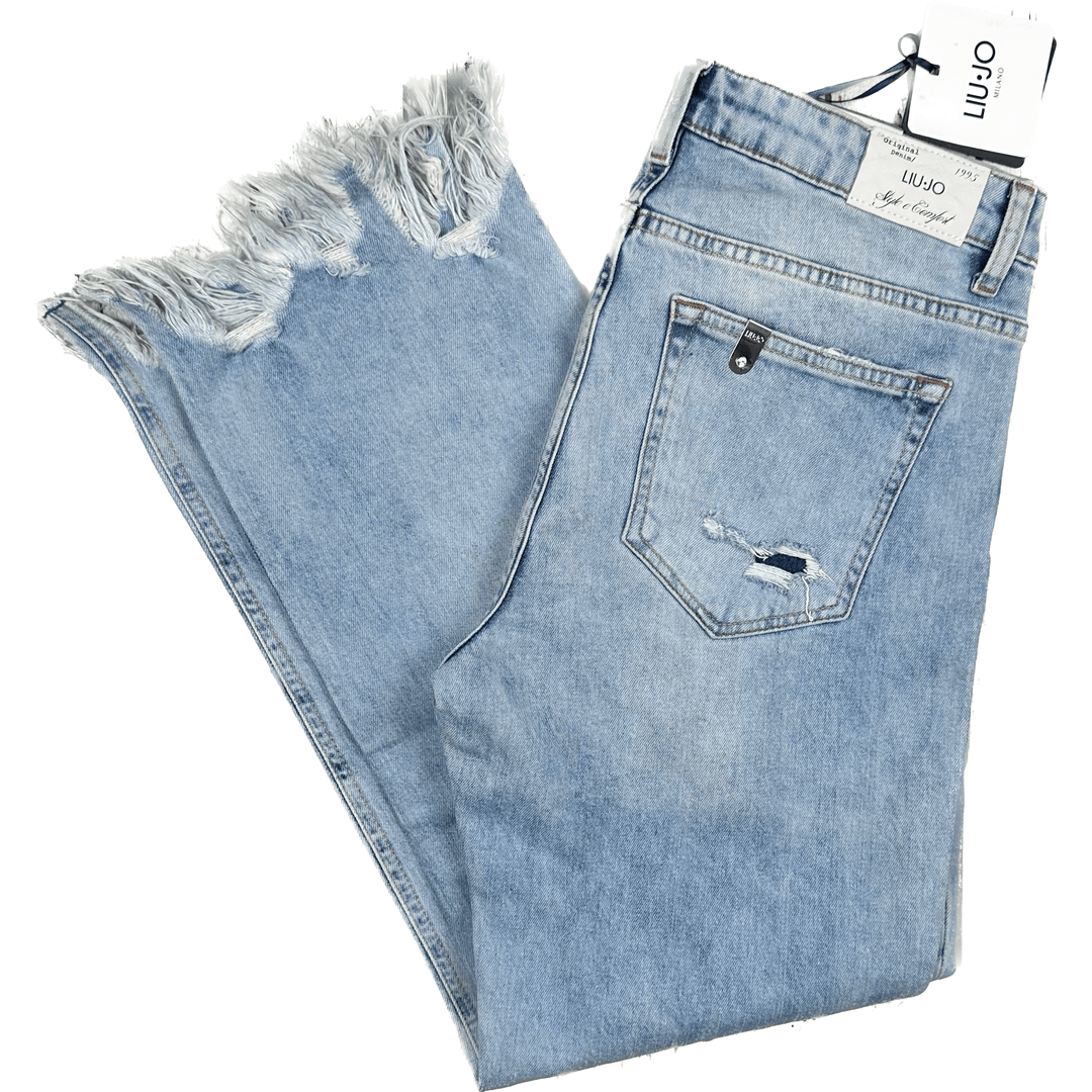 NWT - LUI-JO Italian 'Boy News' Chewed Hem Crop Jeans -Size 30 - Jean Pool