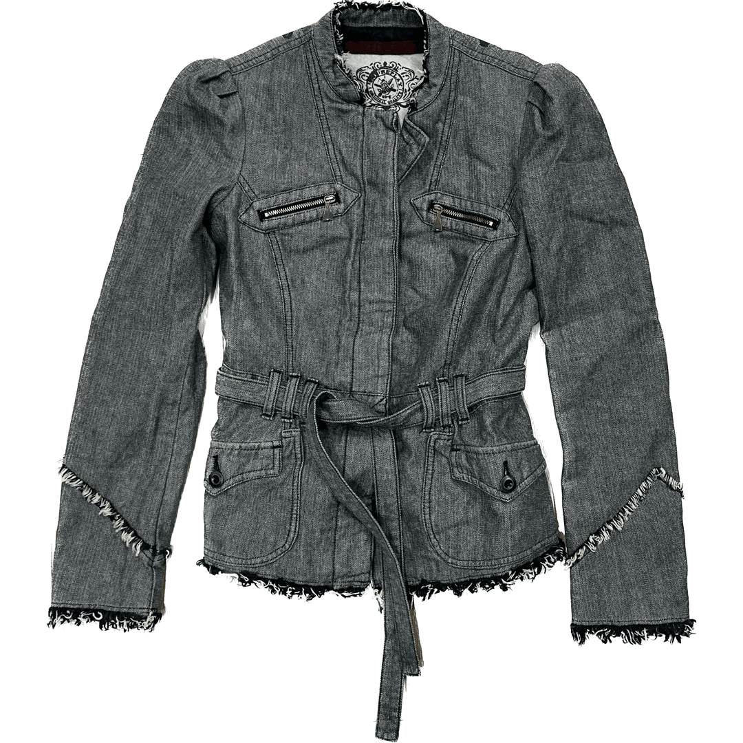 NEW - Replay Ladies 90’s Deadstock Black Denim Belted Logo Jacket - Size S - Jean Pool