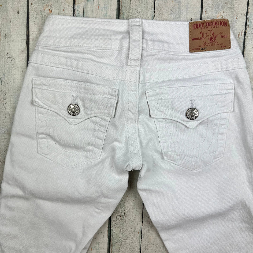 True Religion 'Billy' Straight Low Rise Flap Pocket White Jeans- Size 24 - Jean Pool