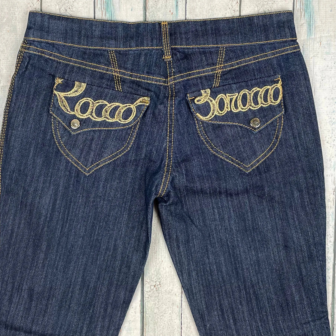 Roccobarroco Italian Logo Seat Slim Straight Jeans -Size 28" - Jean Pool