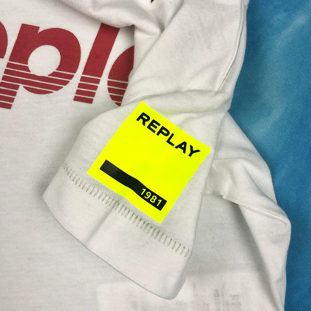 NEW - Replay Jeans White. Logo T Shirt - Size 6M - Jean Pool