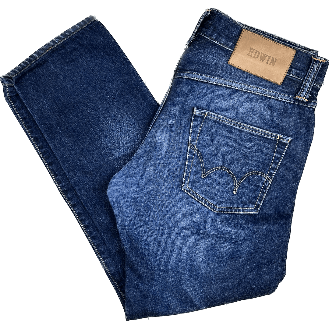 Edwin Japan - Blue 'ED 55' Slim Straight Denim Jeans -Size 30 S - Jean Pool