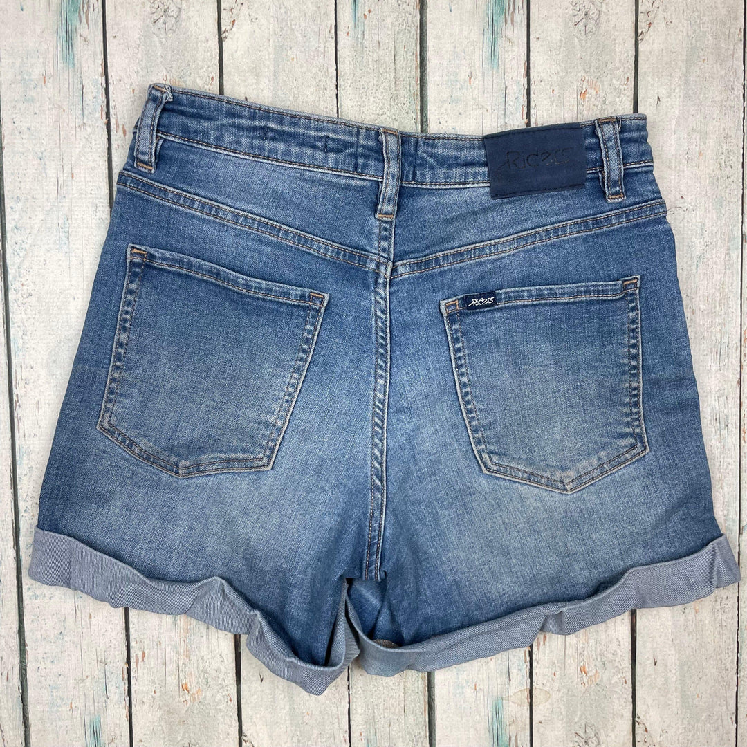 Lee Riders Ladies 'Mid Thigh Short' Cuffed Stretch Denim Shorts - Size 10 - Jean Pool