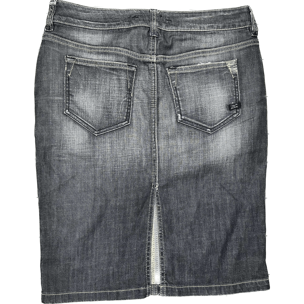 Massimo Dutti Distressed Denim Jean Skirt - Size 10 - Jean Pool