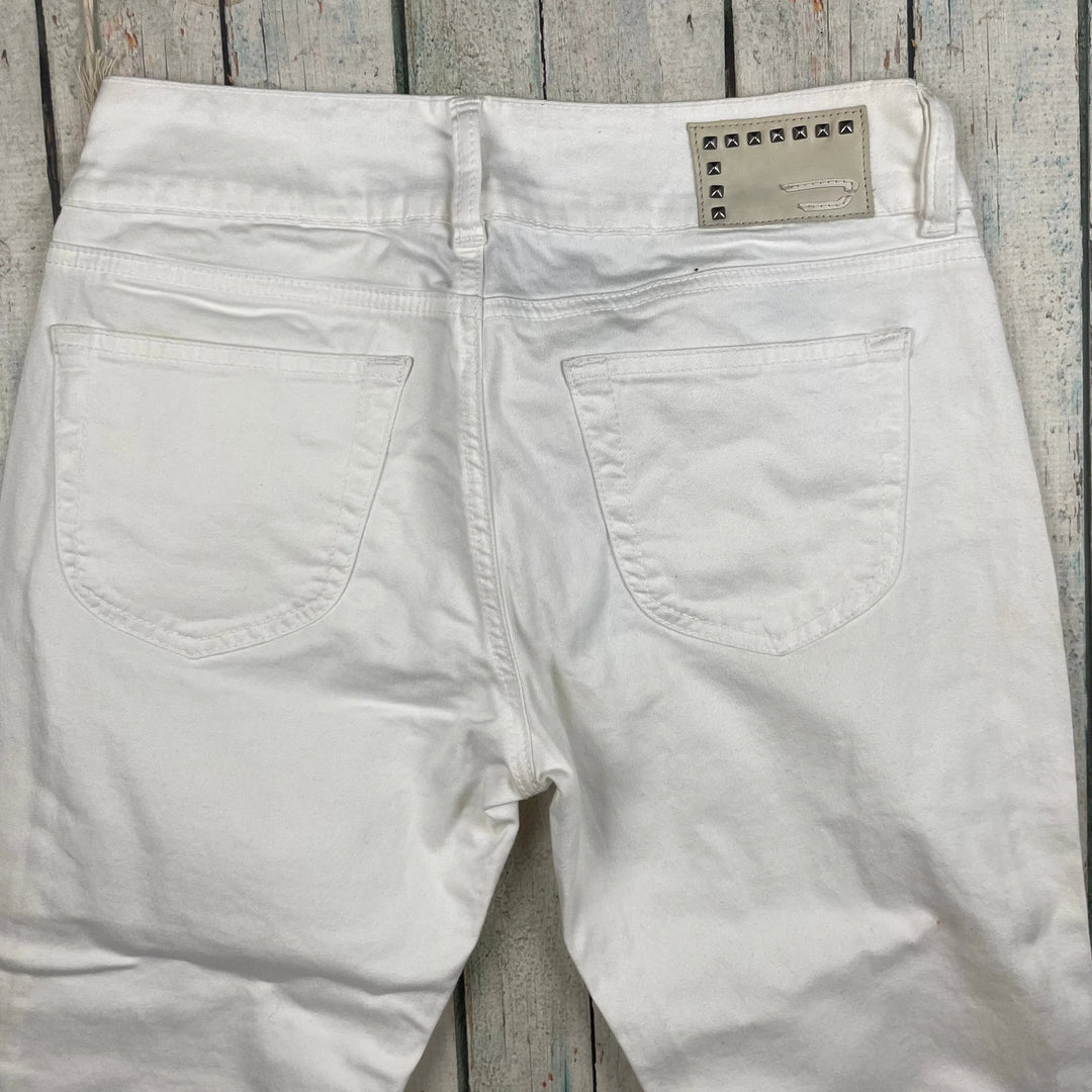 NWT - Diesel 'Louvley' Low Rise Boot White Denim Jeans Size - 26 - Jean Pool