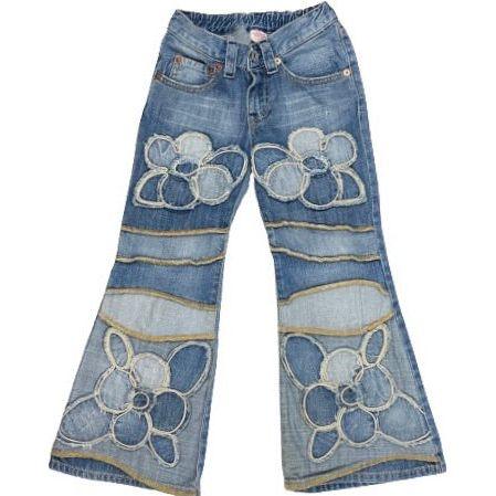 Nolita Pocket Girls Italian Denim Appliqué Bootleg Jeans - Size 6Y - Jean Pool