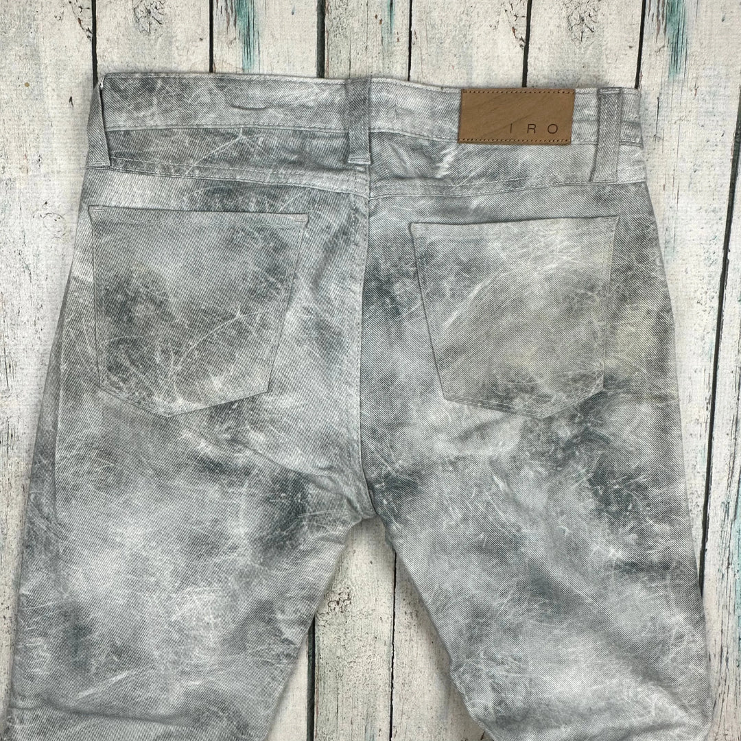 IRO France Ladies Grey Marble Print Slim Fit Jeans- Size 27 - Jean Pool