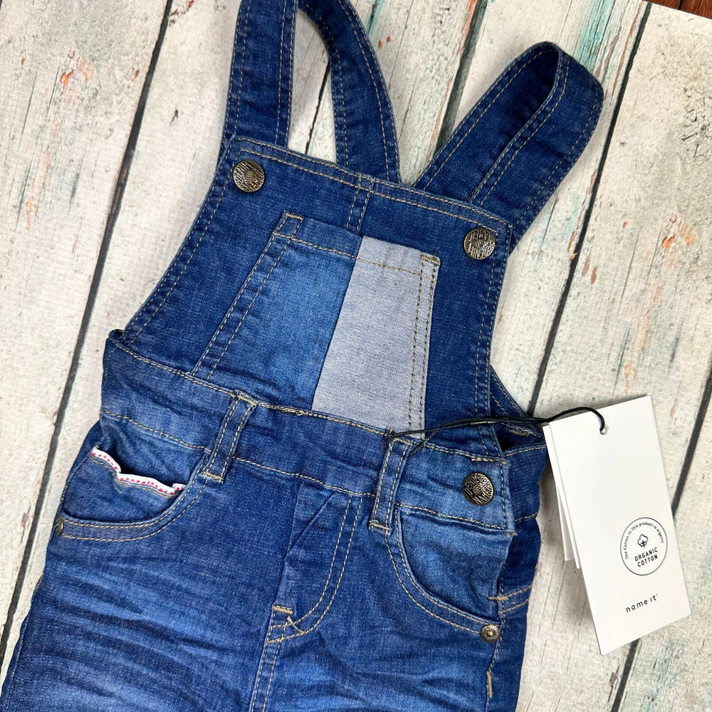 NWT - Name It Classic Bib & Brace Denim Overalls - Size 2-4M - Jean Pool