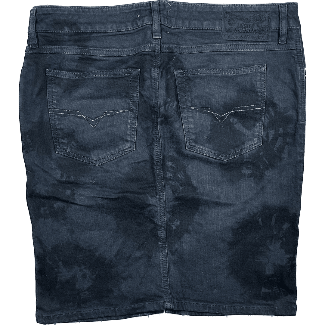 Diesel Italy Denim Dark Print Knee Length Skirt - Size 30 - Jean Pool