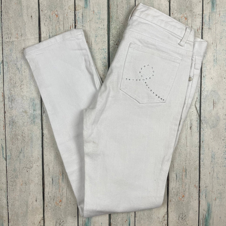 Fiorucci White Stretch Denim Skinny Jeans - Size 10 - Jean Pool