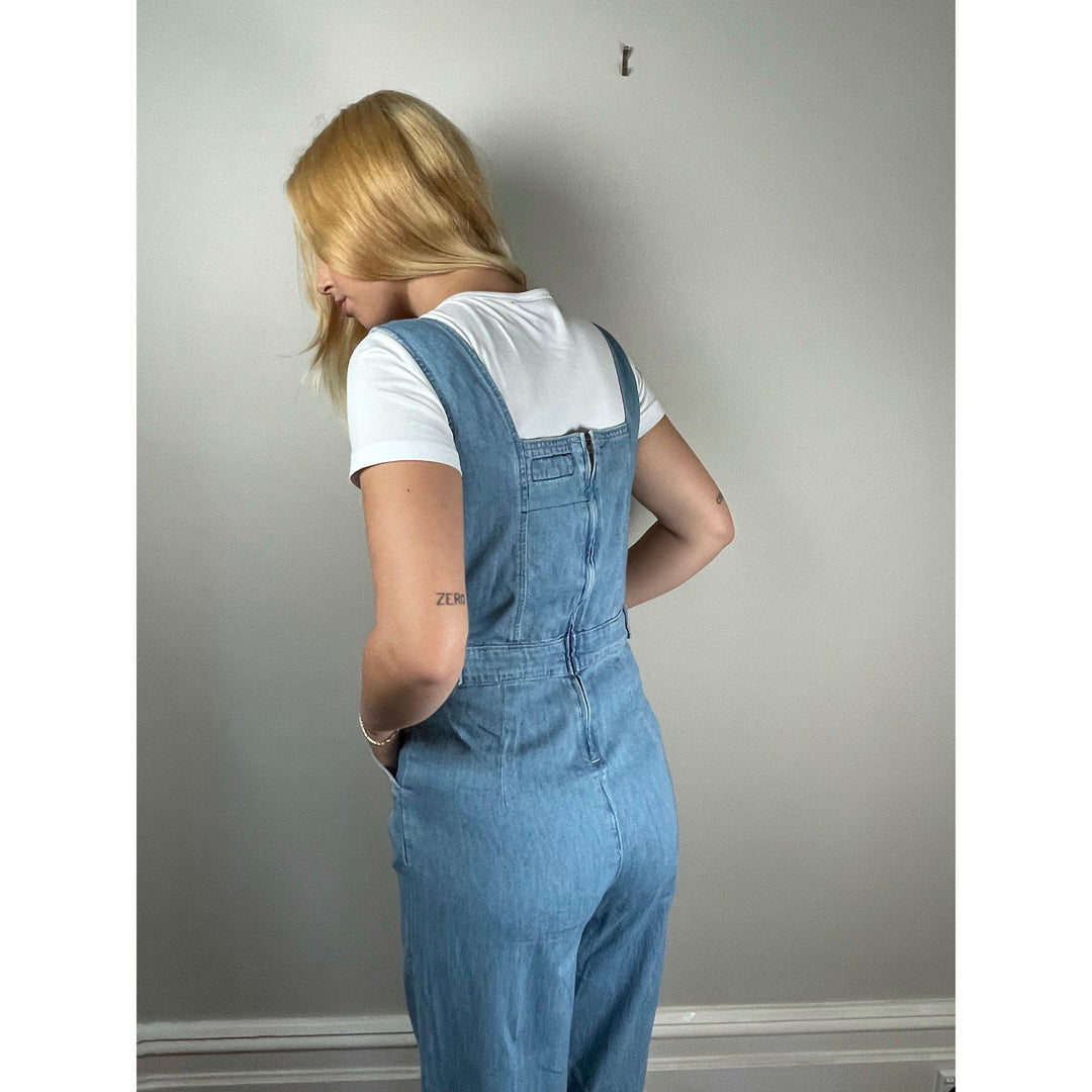 NWT- Current/Elliot 'The Dweller Overall' 70's Inspired Wide leg Jumpsuit- Size M - Jean Pool