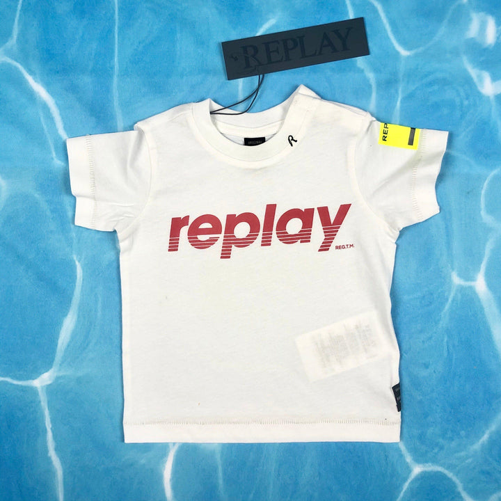 NEW - Replay Jeans White. Logo T Shirt - Size 6M - Jean Pool