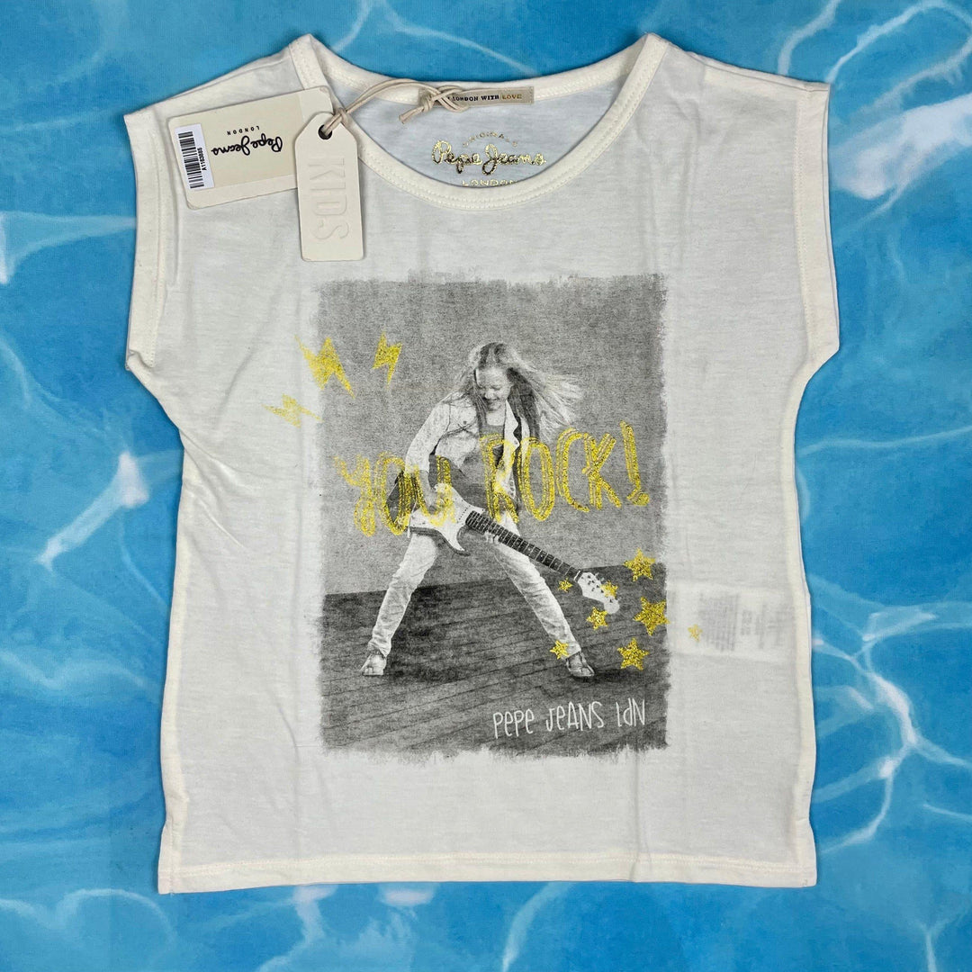 NWT - Pepe Jeans Girls 'You Rock' Logo T Shirt - Size 5Y - Jean Pool