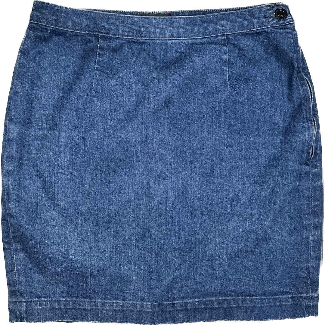 Neuw Flat Waist Denim Stretch Skirt - Size 12 - Jean Pool