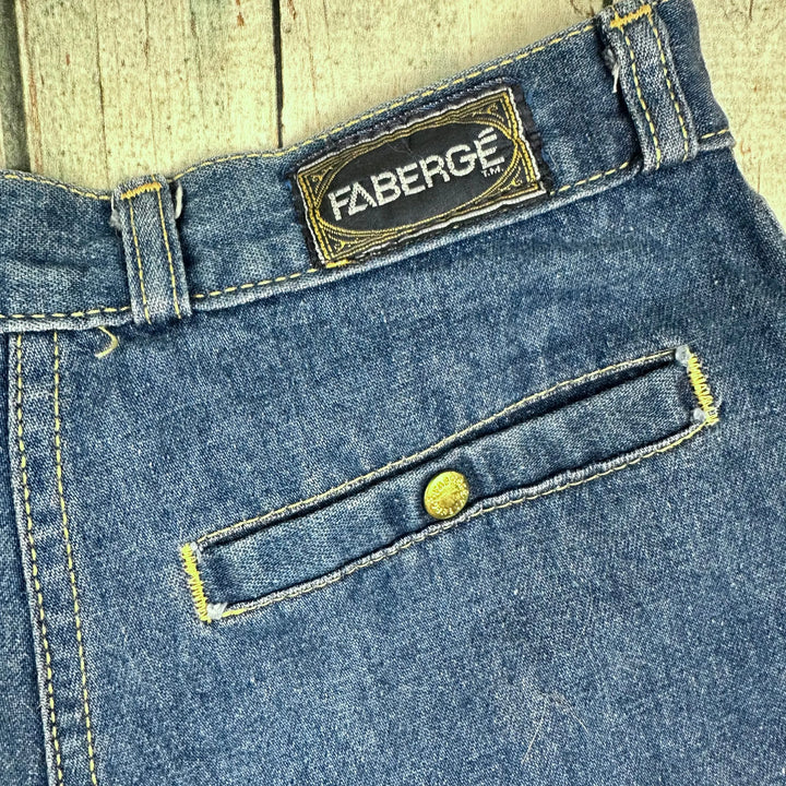 Fabergé 80's High Waisted Ladies Pant Cut Stud Pocket Jeans - Suit Size 8/9 - Jean Pool