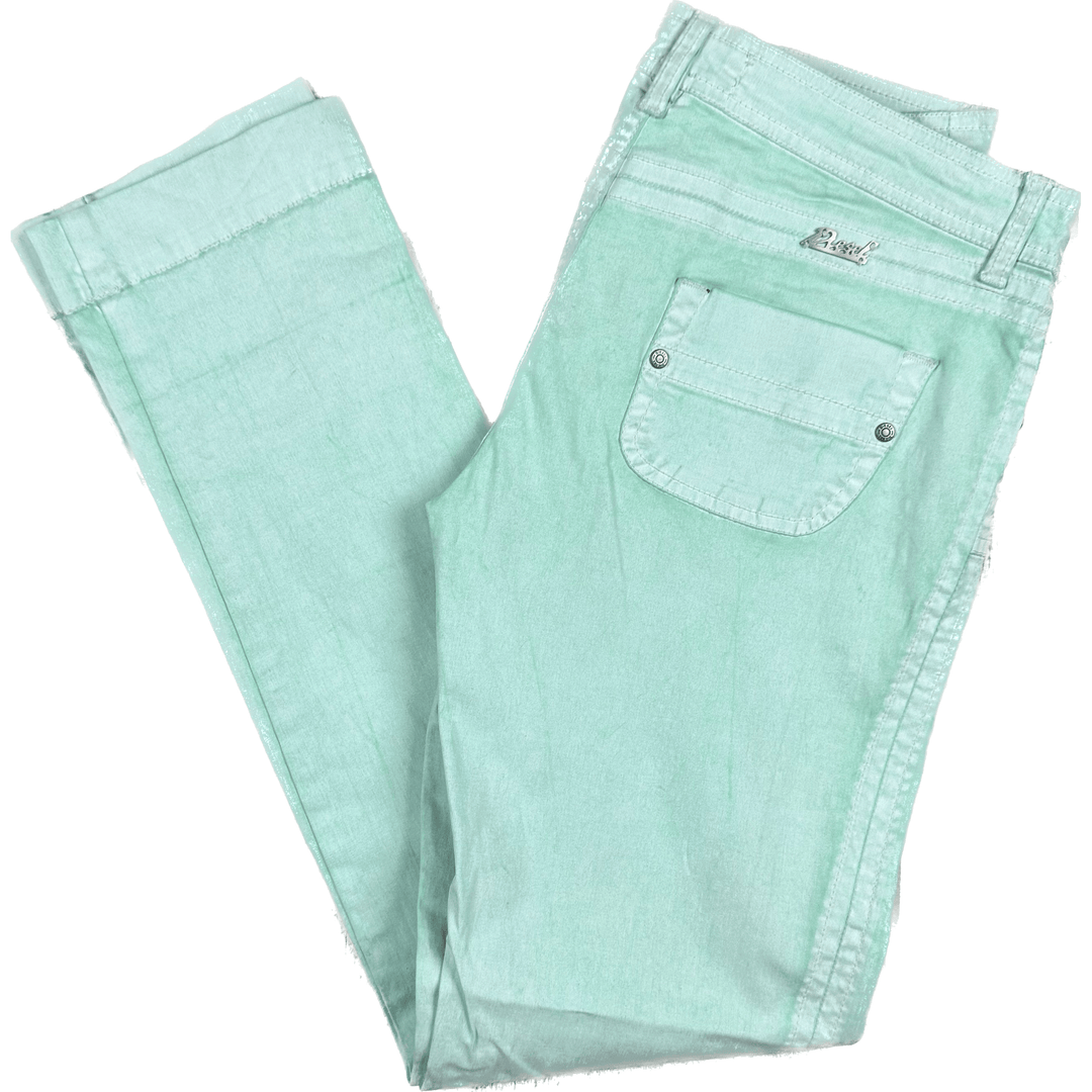Diesel Green Garment Dyed Low Rise Ankle Jeans -Size 26 - Jean Pool