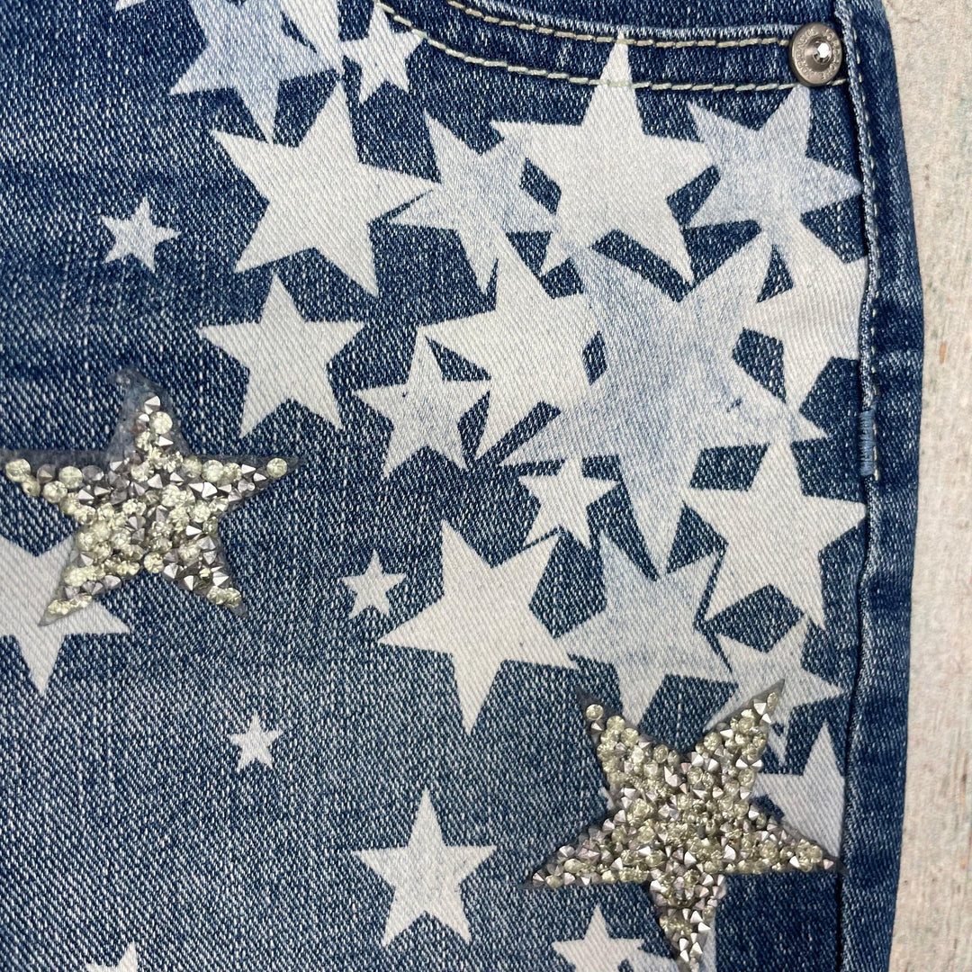 Girls Jordache Star Print Denim Shorts - Size 14 Years - Jean Pool