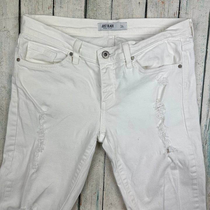Just Black Made in USA White Ripped Jeans -Size 26 - Jean Pool