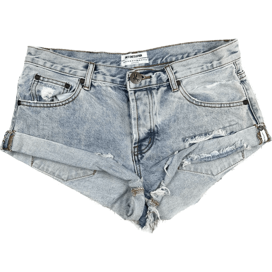 One Teaspoon 'Bandits' Destroyed Denim Shorts - Size 10 - Jean Pool