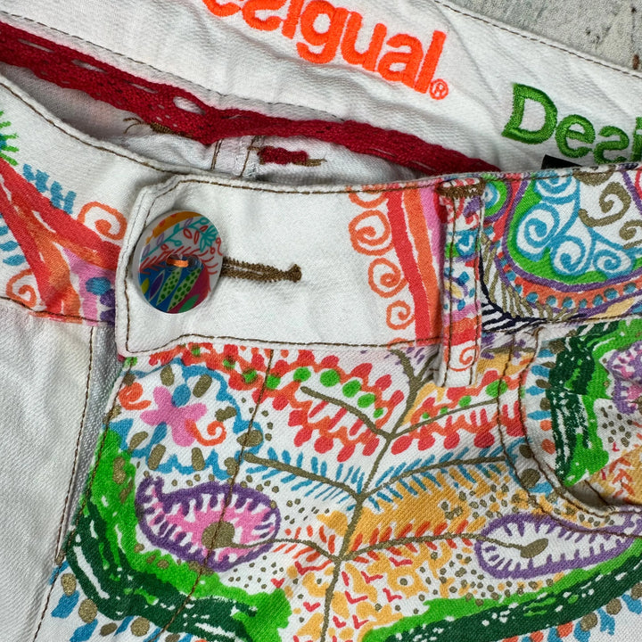 Desigual Paisley Print Slim Fit Jeans -Size 28 - Jean Pool