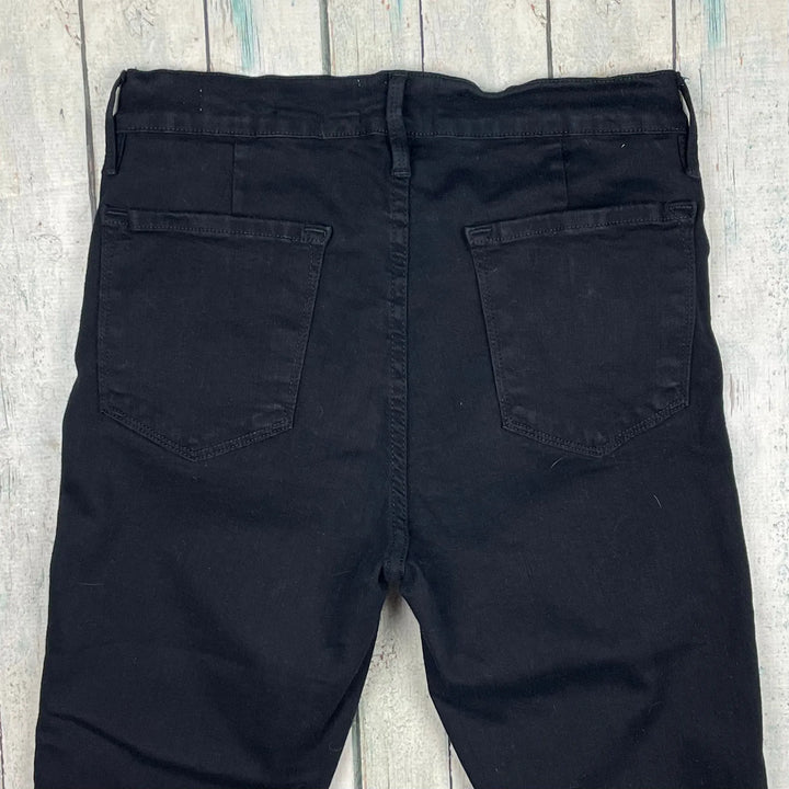 Frame Denim 'Le Skinny de Jeanne' Black Frilled Hem Jeans -Size 29 - Jean Pool