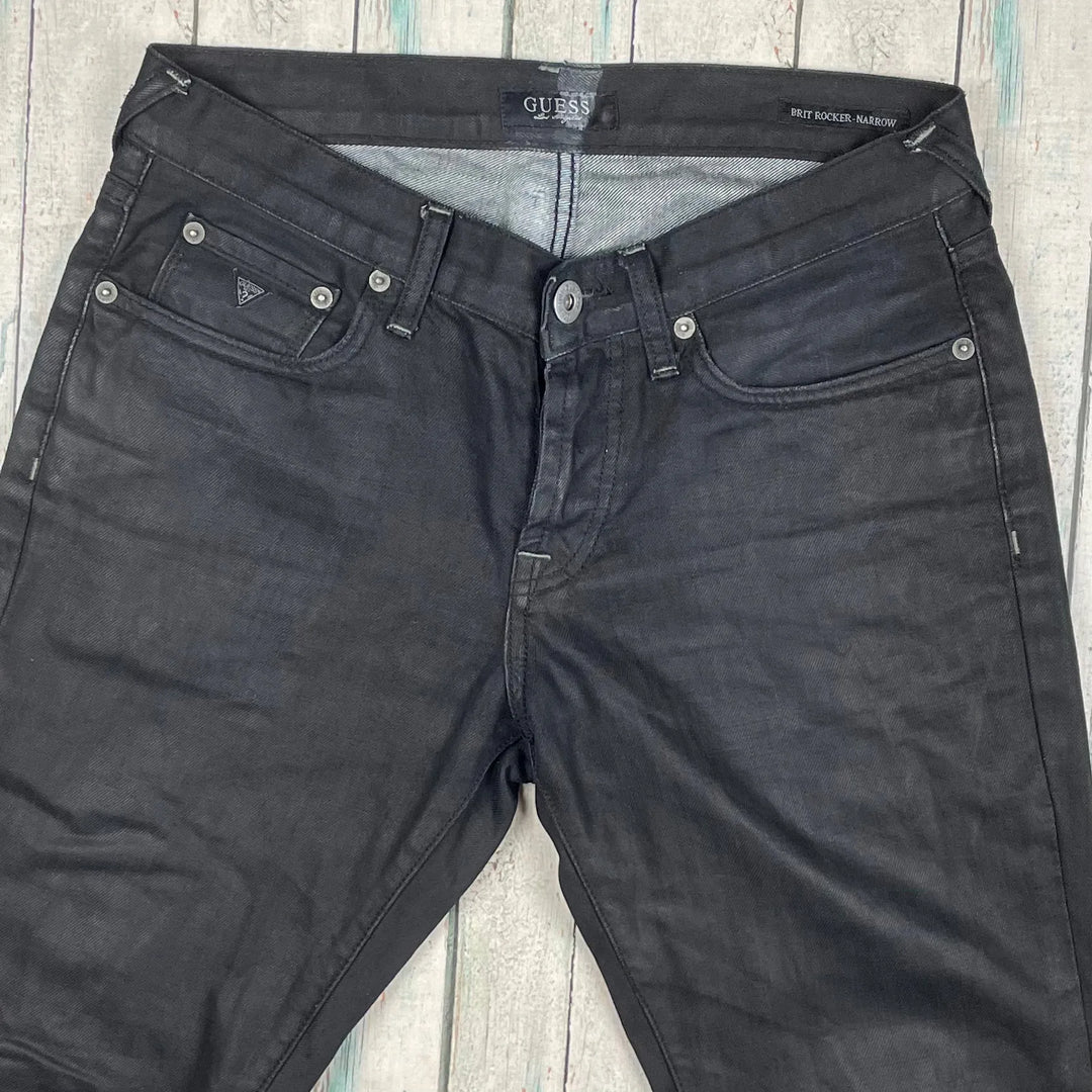 Guess 'Brit Rocker Narrow' Black Stretch Denim Jeans - Size 30/34 - Jean Pool