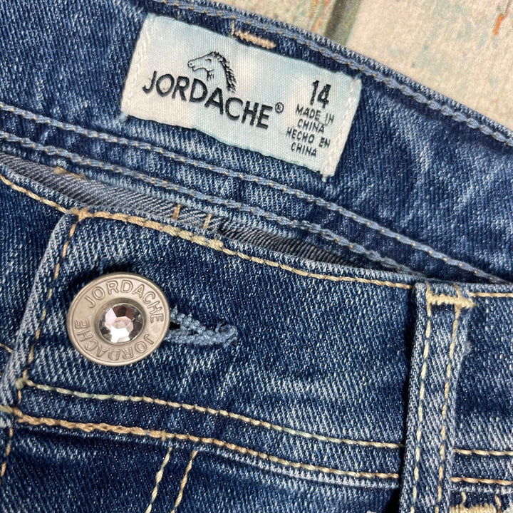 Girls Jordache Star Print Denim Shorts - Size 14 Years - Jean Pool