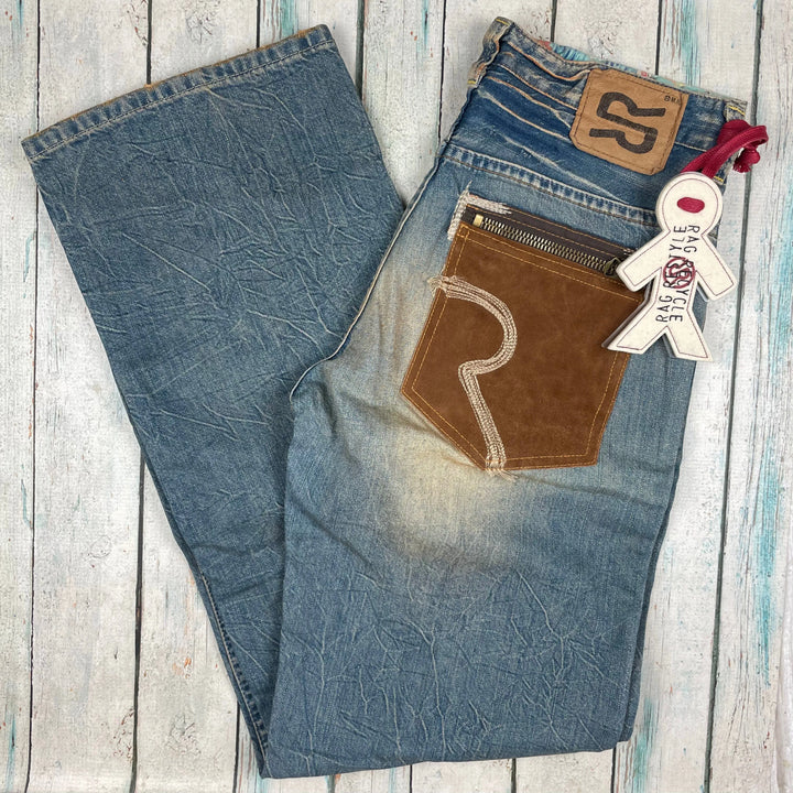 NWT - RA-RE Italian Boys 'Bordone' Distressed Leather Pocket Jeans - Size 14 - Jean Pool