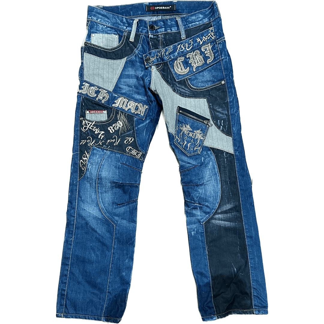 Cipo & Baxx Logo Seat Distressed Straight Jeans -Size 33 - Jean Pool