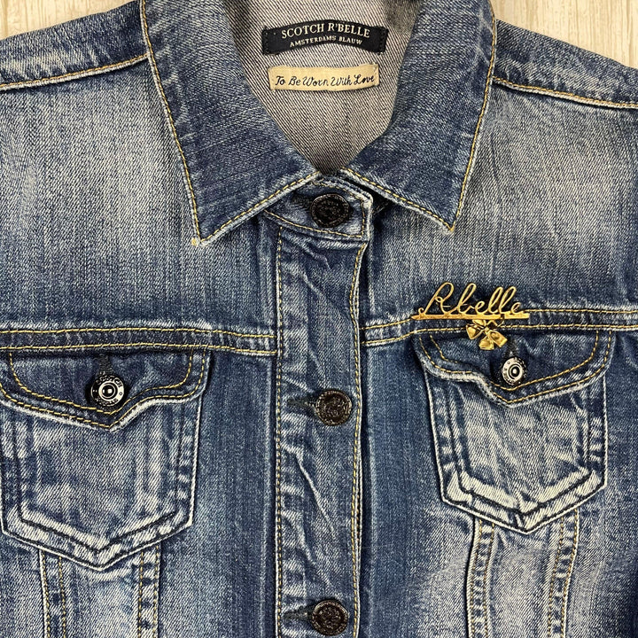 Scotch R’Belle Girls Denim Jacket with Brooch- Size 12Y - Jean Pool