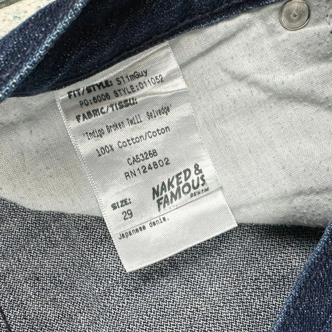 Naked & Famous Indigo Stretch Selvedge 'Slim Guy' Jeans Made in Canada - Size 29 - Jean Pool