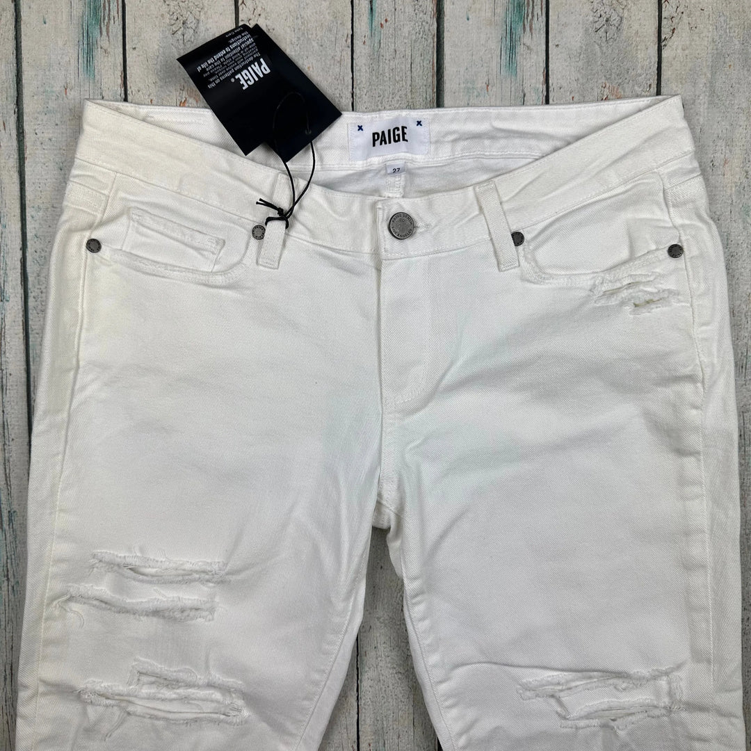 NWT - Paige Denim 'Jimmy Jimmy Boyfriend Skinny' Blanca Destructed Wash - Size 27 - Jean Pool