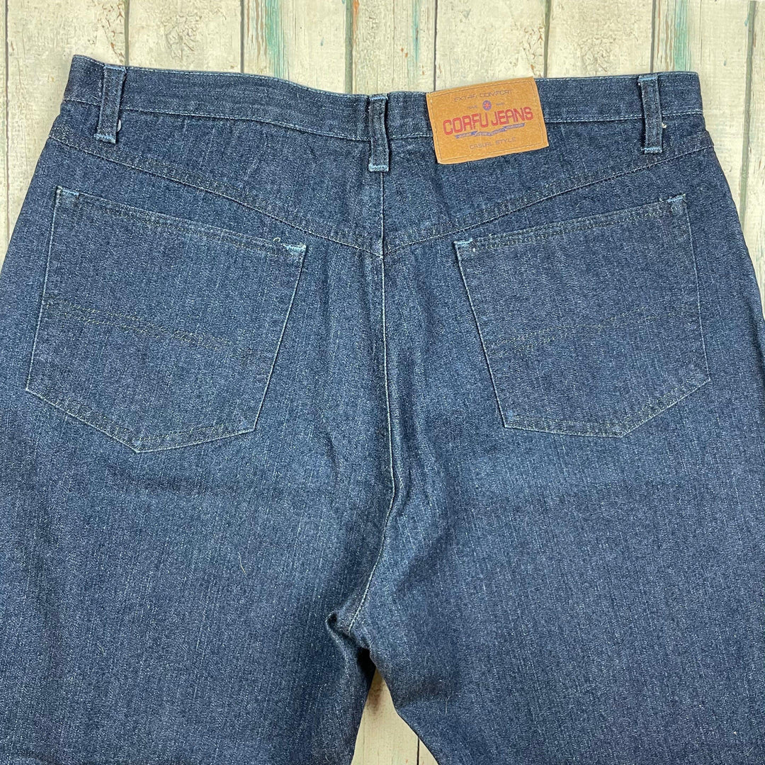 Vintage Corfu Blue 'Crop Stretchies' 90's Mom Jeans - Size 18 - Jean Pool