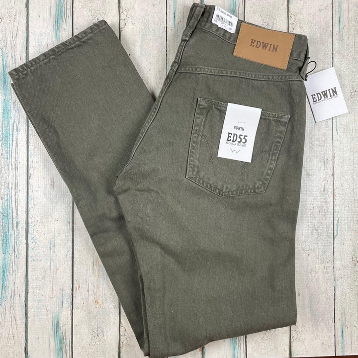 NWT-Edwin Japanese Denim- 'ED55' Green Selvedge Mens Jeans -Size 30/32 - Jean Pool