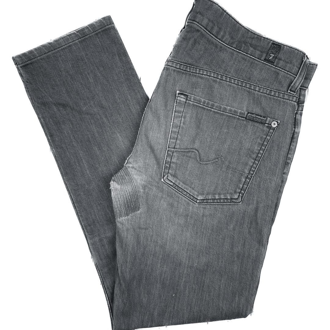 7 for all Mankind - Mens 'Paxtyn' Straight Leg Grey Jeans/ Repaired - Size 33 - Jean Pool