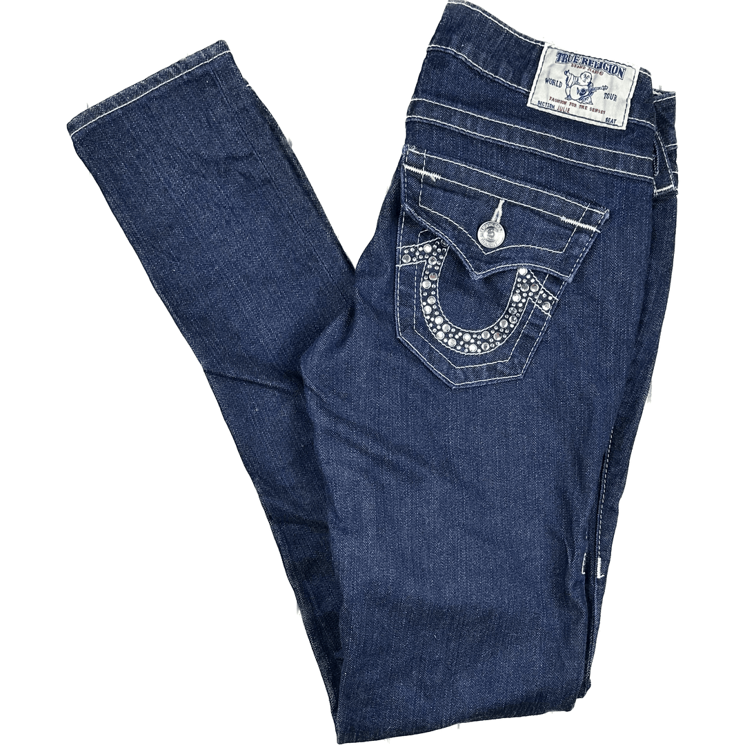 True Religion 'Julie' Crystal Pocket Skinny Jeans- Size 27 - Jean Pool