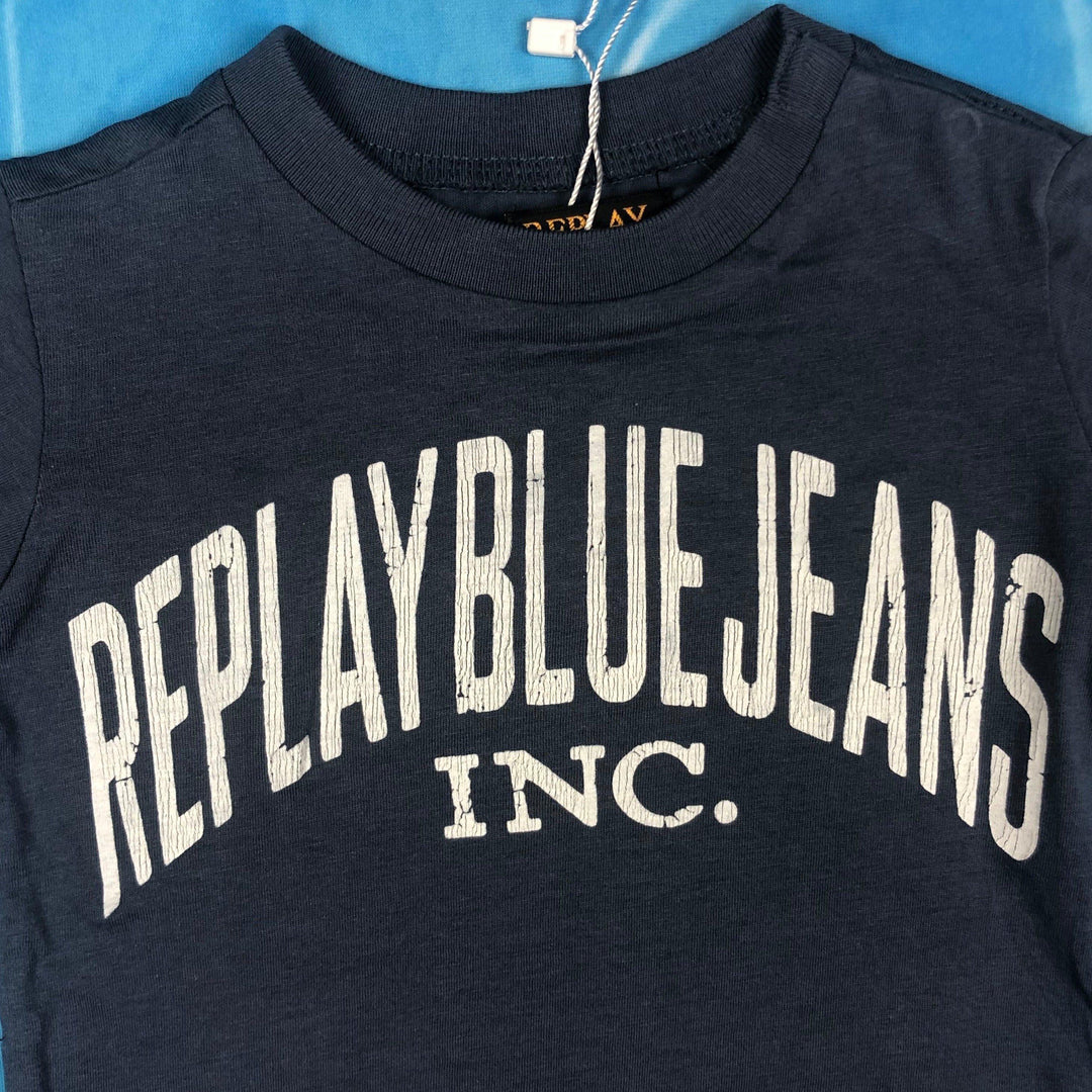 NEW - Replay Jeans Blue Baby Boys. Logo T Shirt - Size 6M - Jean Pool