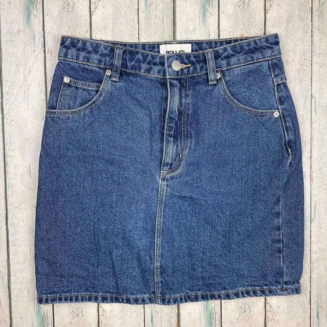 Ladies Rollas 'High Mini' Denim Skirt - Size 26" or 8AU - Jean Pool