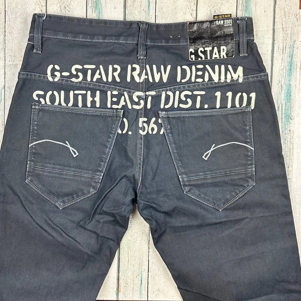 G Star RAW Logo Seat Distressed Straight Jeans -Size 32 - Jean Pool