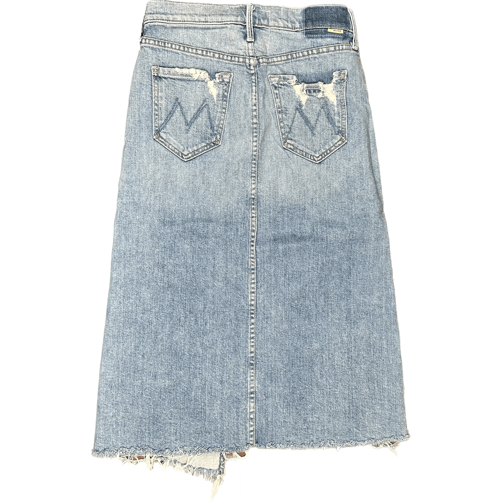 Mother Jeans 'The Straight A Step Midi Fray Skirt' Misbeliever Wash - Size 25 or 7AU - Jean Pool
