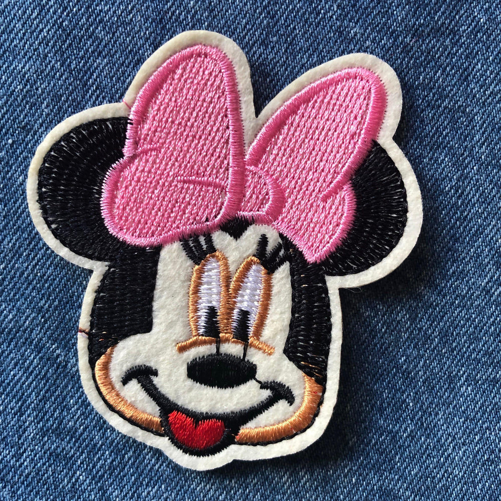 Minnie with Pink Bow- Embroidered Cloth Patch-Jean Pool