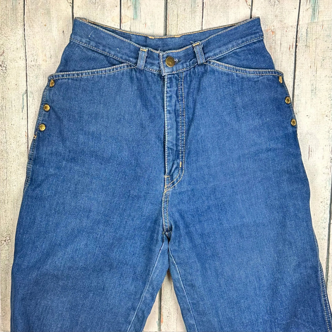 Fabergé 80's High Waisted Ladies Pant Cut Stud Pocket Jeans - Suit Size 8/9 - Jean Pool