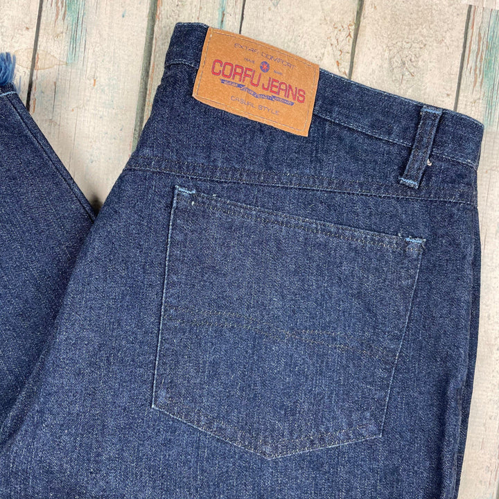 Vintage Corfu Blue 'Crop Stretchies' 90's Mom Jeans - Size 18 - Jean Pool