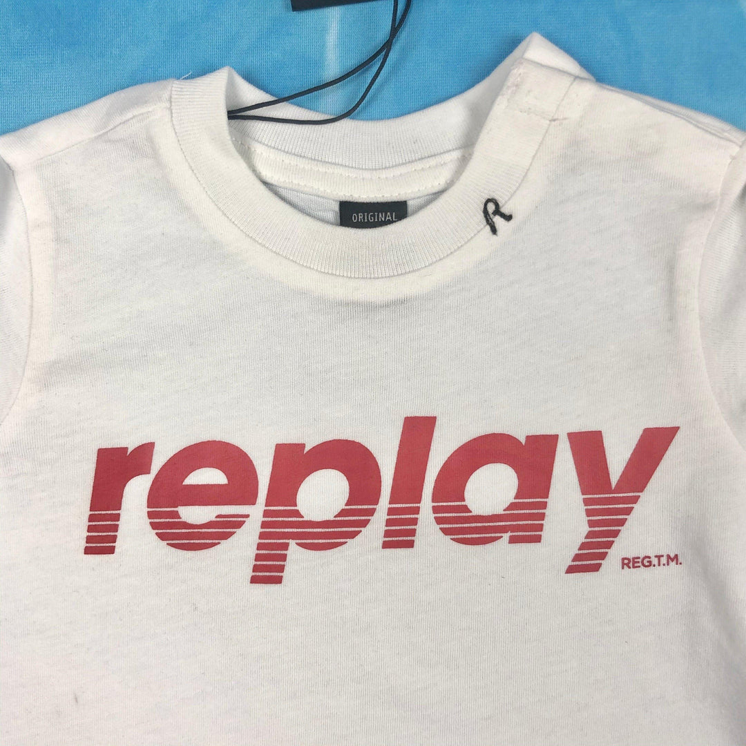 NEW - Replay Jeans White. Logo T Shirt - Size 6M - Jean Pool