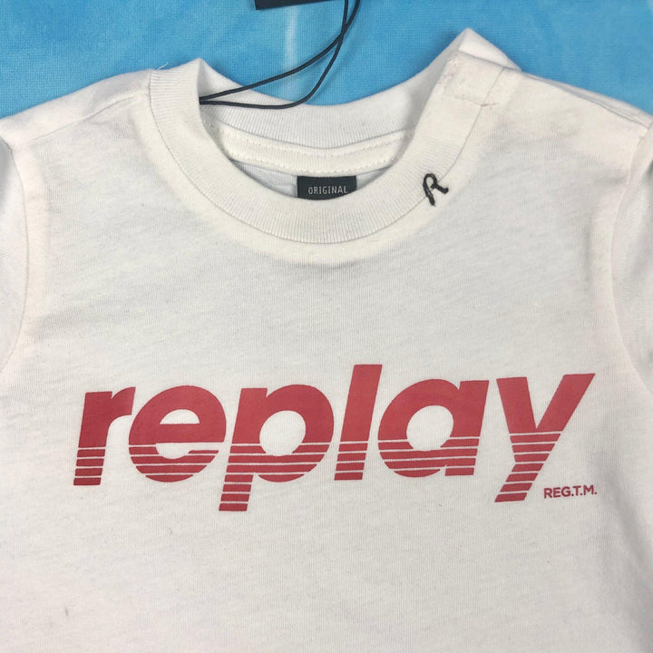 NEW - Replay Jeans White. Logo T Shirt - Size 6M - Jean Pool